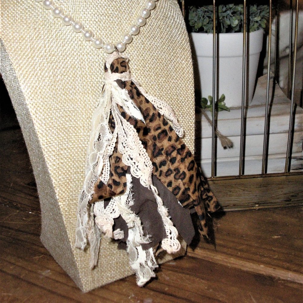Pearl Rag & Ribbon Tassel Pendant Necklace